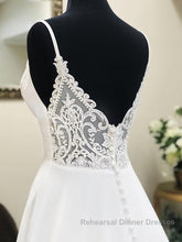 A Line V Neck White Wedding Dresses with Lace Back, White V Neck Semi Formal Prom Dresses Formal Dresses